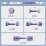 Lightweight Adjustable Dumbbell Kettlebell Set - 4 in 1 Free Weight Set with Kettlebell Grip Converter, Each 2.2 3.3 4.4 5.5lb Quick Change Weight Women Dumbbell Set for Small Spaces Home Gym - Image 6