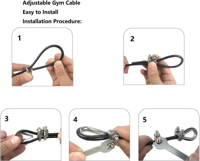 Adjustable Fitness Pulley Cable,Replacement Cable Machine Accessories,Cable Pulley Attachments for Gym -Thick 5mm(0.2inch) Heavy Duty Steel Wire Rope for Home Gym Cable - Image 3