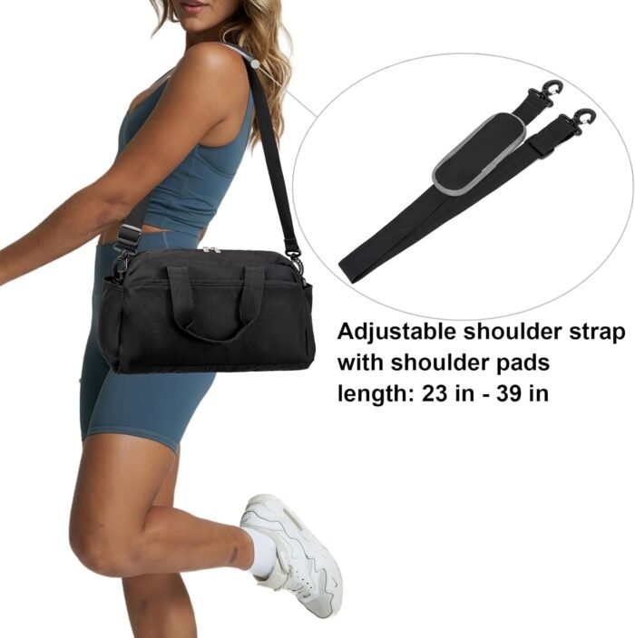 14 inch Small Gym Bag for Women & Men, Mini Duffel Bag for Travel Sports Lightweight Carry On Bag, Black - Image 7