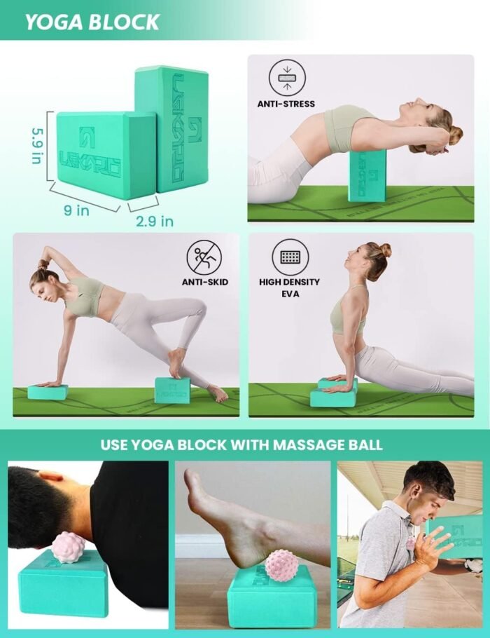 Yoga Wheel Set 9 in 1, Yoga Starter Kit for Beginner, Back Roller for Pain Relief & Deep Tissue Massage, Stretching, Improving Backbends, Size 13'' - Image 5