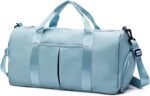 ZGWJ Sports Gym Bag with Wet Pocket & Shoes Compartment, Waterproof Shoulder Weekender Bag for Women and Men Swim Sports Travel Gym Bag Lightweight and easy Carry on Light Blue - Image 2