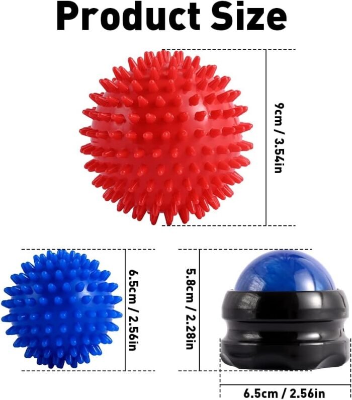 2PCS Spiky Hard Massage Balls with Manual Massage Ball, Roller Back Massager Great for Relax, Deep Tissue Massage Tool to Relief Full Body, Sore Muscle, Neck, Shoulders, Feet, Joint Pain, Stiffness - Image 3