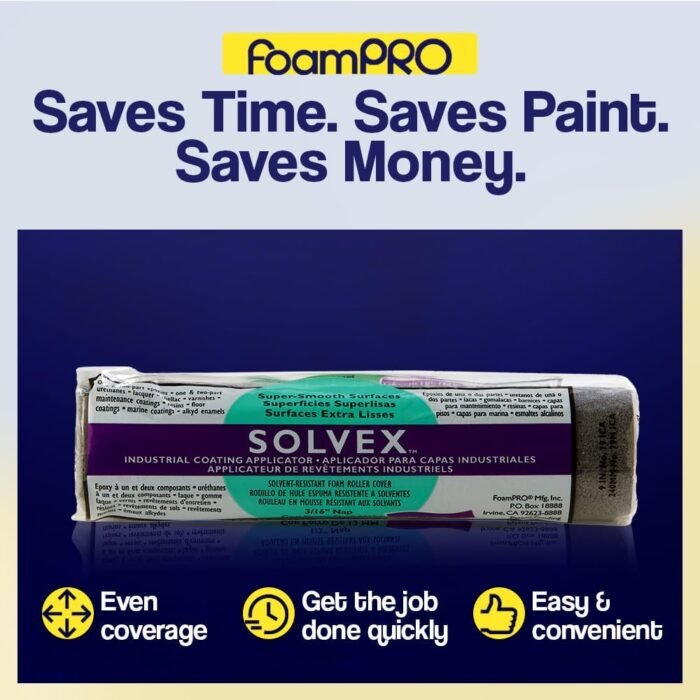 FoamPRO 37 ICA Foam Paint Roller - 18" x 1/2" Slit-Foam Roller for Rough Surfaces - Durable, Solvent Resistant Foam - Image 7