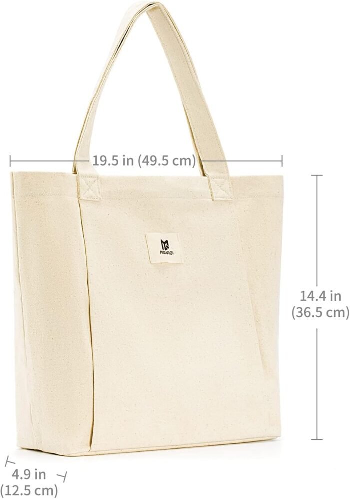 Moyaqi Canvas Tote Bag with Yoga Mat Carrier Pocket Carryall Shoulder Bag for Office, Workout, Pilates, Travel, Beach and Gym - Image 5