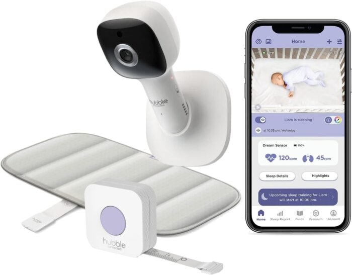 Hubble Connected Dream+ Bundle Non-Wearable, Smart Wi-Fi Enabled Baby Movement Monitor for Heart-Rate and Breathing Supervision, HD Baby Camera with Soothing Sounds & White Noise with Tape Measurer - Image 2