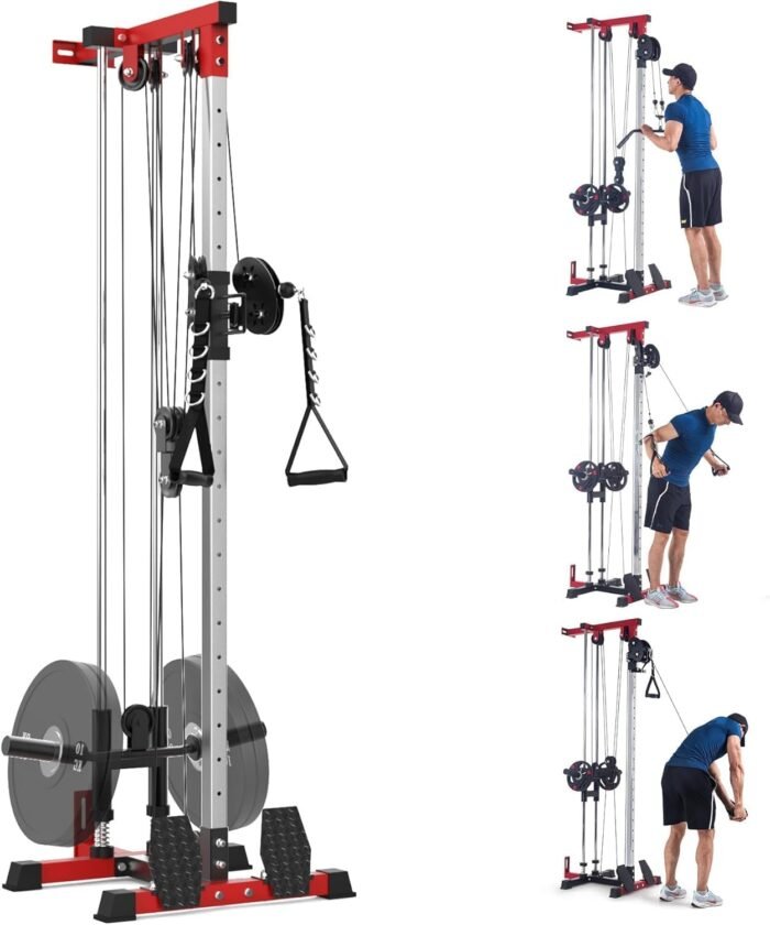 LAT Pull Down Machine - Wall-Mounted Cable Workout Machine 400Lbs Weight Capacity, Dual Pulley System, 20 Height Adjustments, Compact Home Gym Cable Machine for Full Body Workout - Image 2