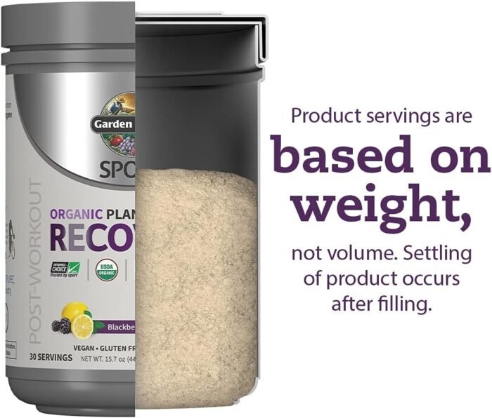 Garden of Life Sport Vegan Organic Plant Based Post Workout Muscle Recovery Powder for Men & Women - BlackBerry Lemonade 30 Servings, 100mg Magnesium, Antioxidants, Supplements, 15.7 Oz - Image 5