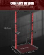 OPPSDECOR Adjustable Power Cage with Pull-Up Bar Power Rack with J-Hooks & Barbell Holders 800LBS Heavy Duty Strength Training Equipment for Home & Garage Gym - Image 7