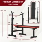 Weight Bench Adjustable Weight Bench Press Set with Squat Rack 660lbs Foldable Flat Incline Olympic Weight Bench Home Gym Exercise Training Machine for Men - Image 3