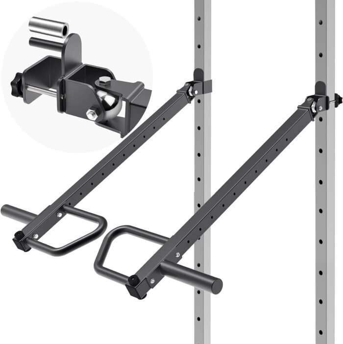 SELEWARE Adjustable Lever Arms Heavy Duty Jammer Arms for 2'' x 2'' and 3'' x 3''Power Racks Rated 600 lbs Per Arm for Strength Training Home Gym Workout Attachments Compatible with 2" Olympic Plates - Image 2