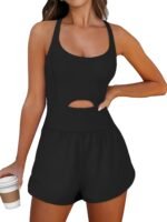 Caracilia Women's Workout Athletic Romper Summer Sets Short Jumpsuits Onesie Running Outfits Exercise Gym 2025 Trendy Clothes - Image 2