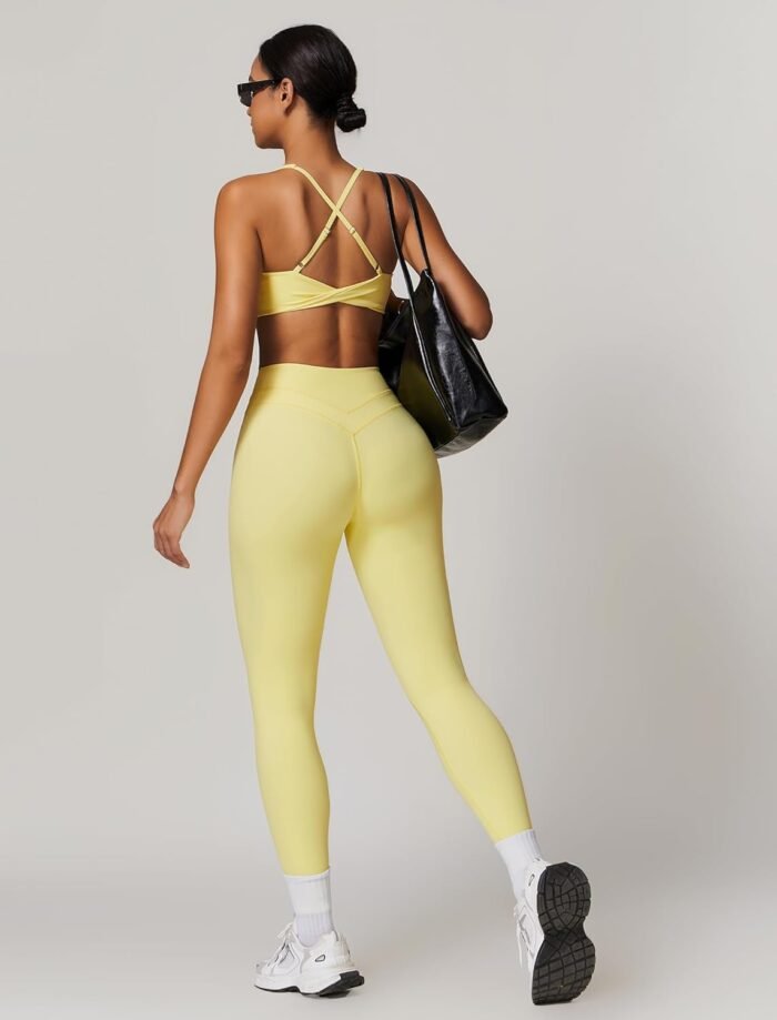 Womens Workout Sets Adjustable Straps Sports Bras and High Waist Leggings Sets Pilates 2 Piece Outfits for Women - Image 5