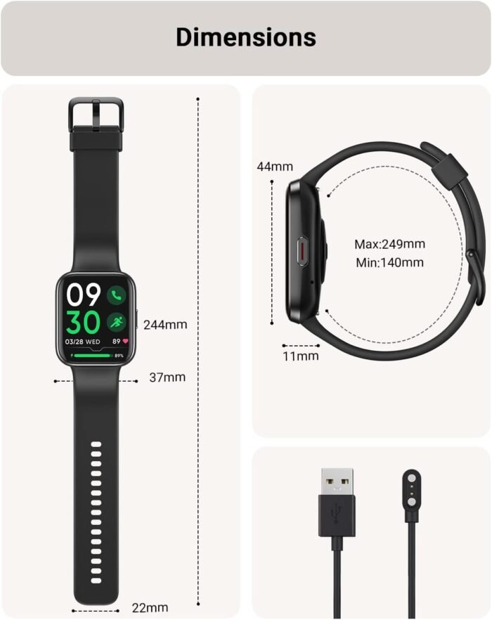 Smart Watch for Men Android & iPhone, Alexa Built-in, 1.8" Touch Screen Fitness Tracker with Answer/Make Calls, IP68 Waterproof Heart Rate/Sleep/SpO2 Monitor, Pedometer, 100+ Sport Modes - Image 8