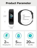 Fitness Tracker, Fitness Watches for Women Men Pedometer Watch with 24/7 Heart Rate Monitor Sleep Tracker Step/Calorie Counter Stopwatch IP68 Waterproof Activity Trackers (Dark Black) - Image 8