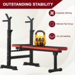 Weight Bench Adjustable Weight Bench Press Set with Squat Rack 660lbs Foldable Flat Incline Olympic Weight Bench Home Gym Exercise Training Machine for Men - Image 7
