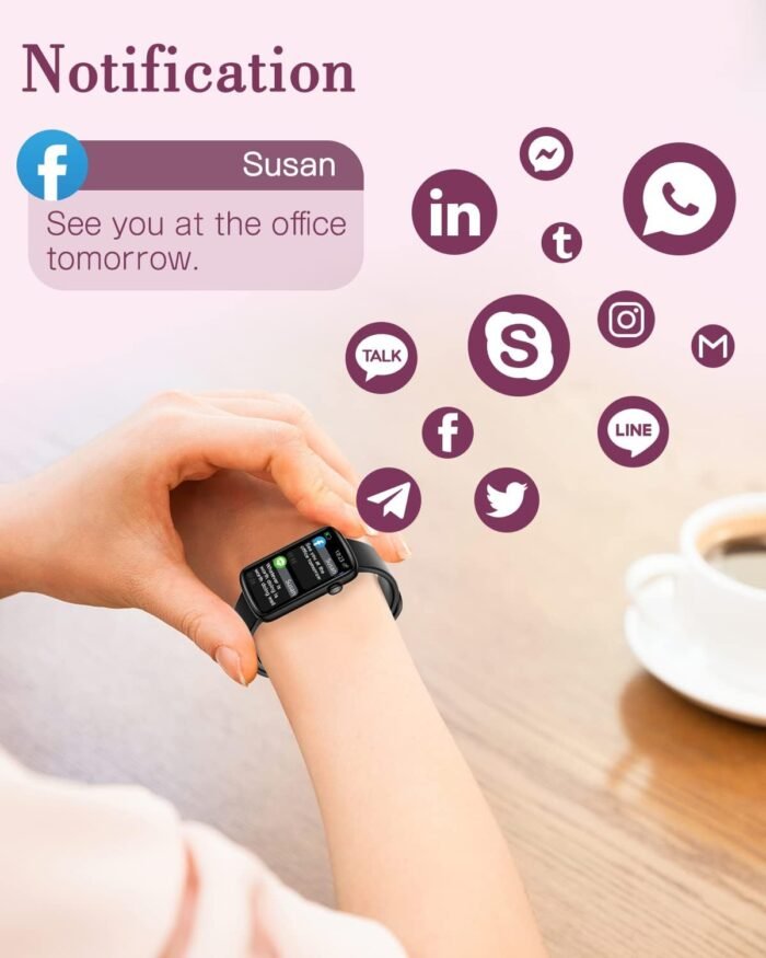Fitness Watches for Women, LYNN2 Fitness Tracker with Heart Rate Monitor Blood Oxygen/Sleep Tracker Pedometer, Slim Step Tracker Watch for iOS/Android Phones Waterproof (Black) - Image 4