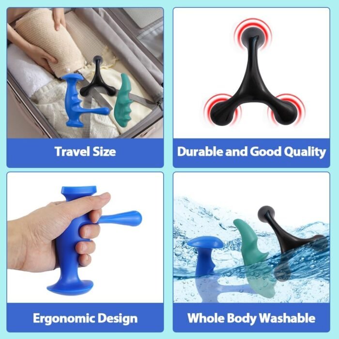 Abnaok Manual Trigger Point Massage Tool and Thumb Saver for Full Body Deep Tissue Massage, with 3-Legged Massage Knobs, Stress Relief - Image 4