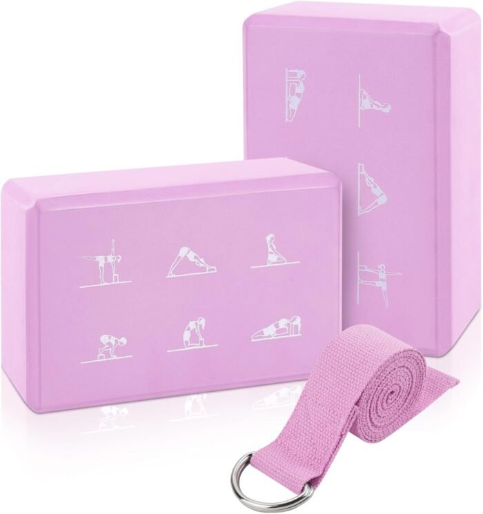 2 Yoga Block and Yoga Strap Set, FHDUSRYO High Density EVA Foam Blocks, Non-slip Yoga Bricks with 6ft Strap, Supportive Latex-Free Yoga Block Kit to Improve Balance and Flexibility - Image 10