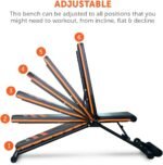 Gymenist Exercise Bench Adjustable Foldable Compact Workout Weight Bench Easy To Carry NO ASSEMBLY NEEDED, Black-Orange (FOLD-110B) - Image 4