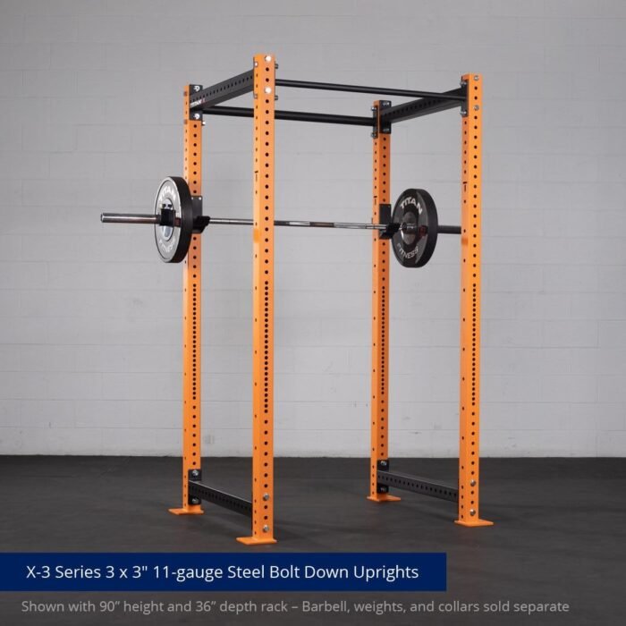 Titan Fitness X-3 Series Bolt-Down Power Rack, Rackable 1650 LB Cage, 1.25" and 2" Pull Up Bars, Standard J-Hooks, Weightlifting and Strength Training - Image 5