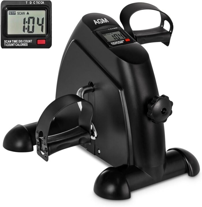 Mini Exercise Bike, AGM Under Desk Bike Pedal Exerciser Foot Cycle Arm & Leg Pedal Exerciser with LCD Screen Displays - Image 2