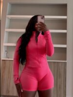 Vssjavun Women 2 Piece Outfits Sweatsuit Sets Long Sleeve Full Zip Workout Jacket Bodycon Shorts Set Tracksuit Loungewear - Image 3