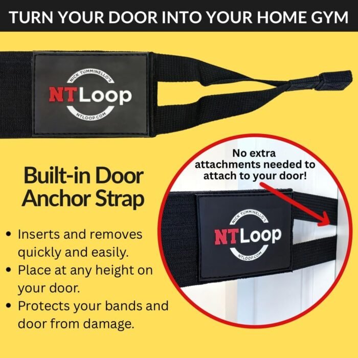 Fabric Long Loop Resistance Band with Door Anchor with Instructions - Best Resistance Band for Glutes, Leg Exercises, Chest Exercises, Muscle Building – NT Loop Extra Heavy Strength - Image 5