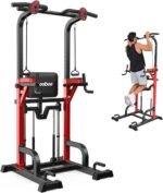 Pooboo Power Tower Dip Station Pull Up Bar for Fitness Home Gym Workout,Multi-Function Adjustable Height Fitness Strength Training Exercise Equipment,with Power Elastic Ropes - Image 2