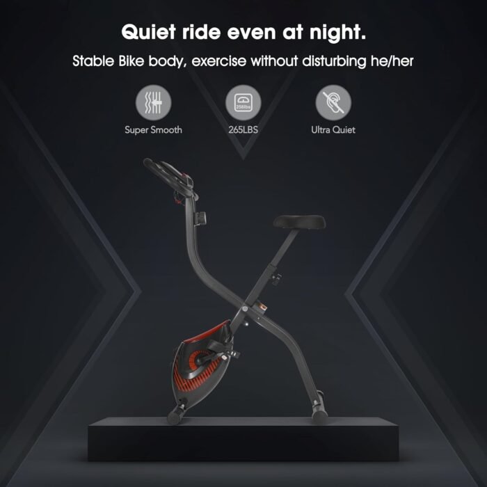 Exercise Bike 3 IN 1 Stationary Bike Folding Exercise Bike with 8-Level Adjustable Resistance Comfortable Seat Cushion LCD Monitor 265 lbs Weight Capacity for Home Gym Workout - Image 7