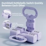 Lightweight Adjustable Dumbbell Kettlebell Set - 4 in 1 Free Weight Set with Kettlebell Grip Converter, Each 2.2 3.3 4.4 5.5lb Quick Change Weight Women Dumbbell Set for Small Spaces Home Gym - Image 7