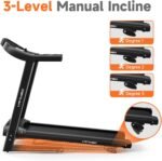 Treadmill for Home, 3-Level Manual Incline, 3.25HP Walking Jogging Running Machine, 320LBS Weight Capacity, 7.6 MPH Max Speed, Compact Portable Treadmills for Home Small/Office - Image 4