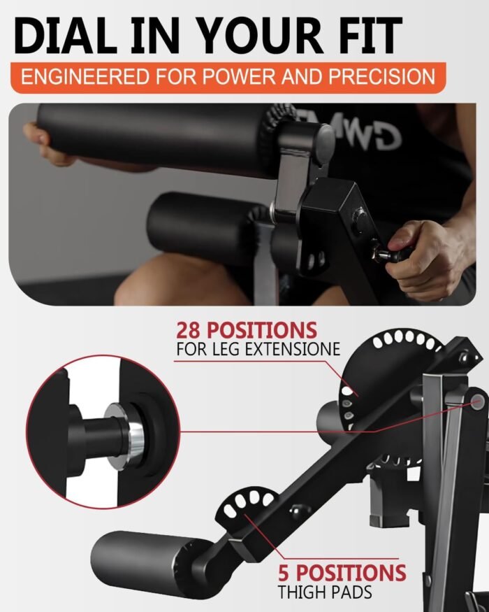 GMWD Leg Extension and Curl Machine, Lower Body Special Leg Machine, Adjustable Leg Exercise Bench with Plate Loaded, Leg Rotary Extension for Thigh, Home Gym Weight Machine - Image 9