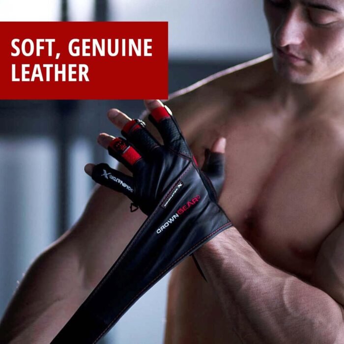 Weightlifting Gloves for Gym Fitness Crossfit Bodybuilding - Workout Gloves for Men & Women - Dominator Leather Crossfit Cross Training Gloves Wrist Strap Wrap - Best Weight Lifting Gloves with Wrist Support for Heavy Lifting - 1 Year Replacement Warranty - Image 9