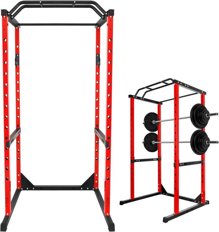 Multi-Function Squat Rack Power Cage for Home Gym, 1200 Lbs Weight Capacity Workout Cage, Strength Training Power Cages with 14 Height Adjustments, Protection Arms and J-Hooks - Image 2