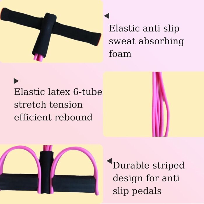 21 Fitness Resistance Bands-6 Tube Pedal Ankle Puller,Pedal Resistance Band with Handle, Tube Pedal Ankle Puller,Train Thighs, Arms, Buttocks and Waist Slimming,Natural Material for Women Men - Image 5