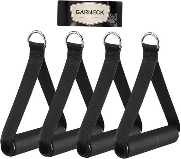 Garneck 4pcs Resistance Band Handles Plastic D Ring Exercise Strap Foam Handle Band Fitness Equipment for Home Gym Overhead Strength Training Stretching Black - Image 3