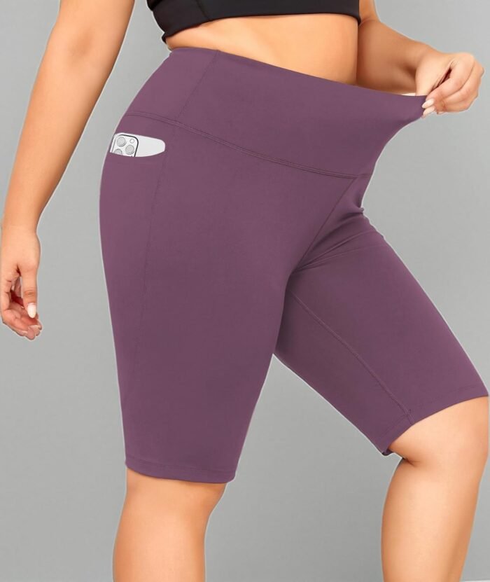 LALAGEN Women Plus Size Biker Shorts with Pockets - Tummy Control Gym Workout Running Yoga Volleyball Athletic Shorts - Image 8