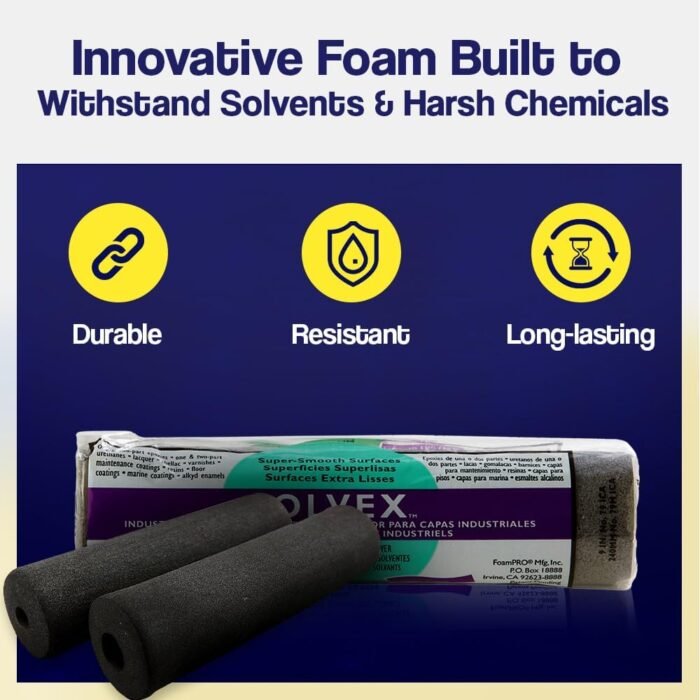 FoamPRO 37 ICA Foam Paint Roller - 18" x 1/2" Slit-Foam Roller for Rough Surfaces - Durable, Solvent Resistant Foam - Image 6