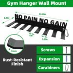 Home Gym Accessories Organization Storage Rack Equipment For Home 8 Hook Wall Hanger Display Gear Barbells Resistance Bands Jump Ropes Lifting Belt Hanger Accessories Hardware Included - Image 8