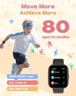 Kids Watch for Boys 5-12, Kids Smart Watch Fitness Tracker Pedometer, No Phone Needed, Puzzle Games with Parental Control, IP68 Waterproof, Heart Rate, Sleep Monitor, Step Counter, 80 Sports - Image 3