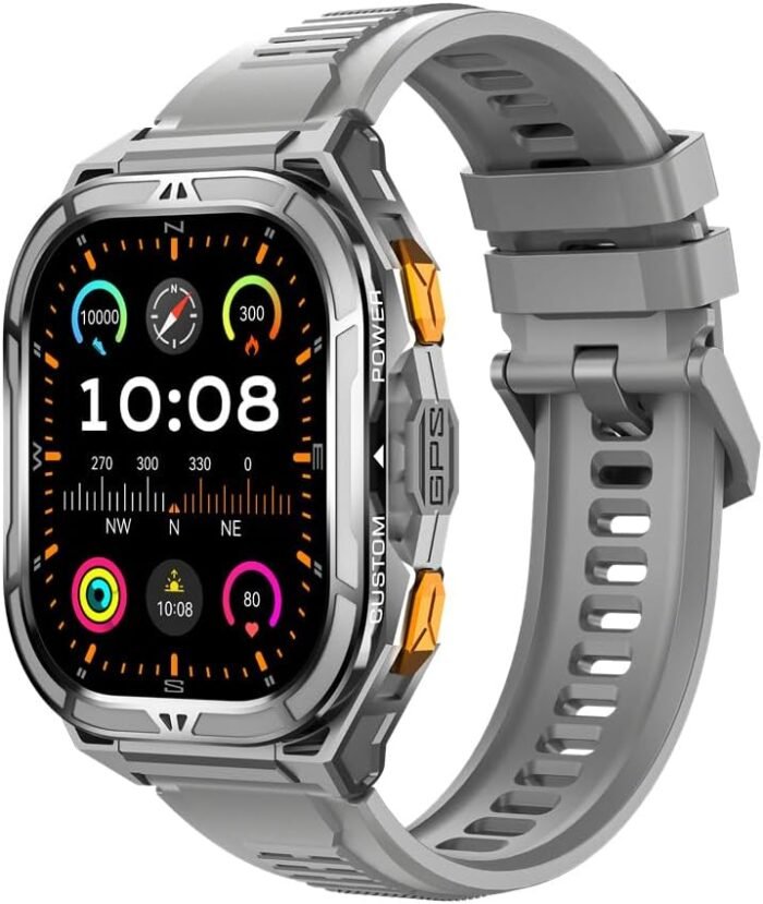 2025 GPS Sports Smart Watch for Men & Women, 1.96" AMOLED Display Fitness Tracker with Heart Rate, Blood Oxygen, Sleep Monitor, 100+ Sports Modes, Waterproof 5ATM, Compatible with Android & iOS (Gray) - Image 2