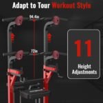 Pooboo Power Tower Dip Station Pull Up Bar for Fitness Home Gym Workout,Multi-Function Adjustable Height Fitness Strength Training Exercise Equipment,with Power Elastic Ropes - Image 5