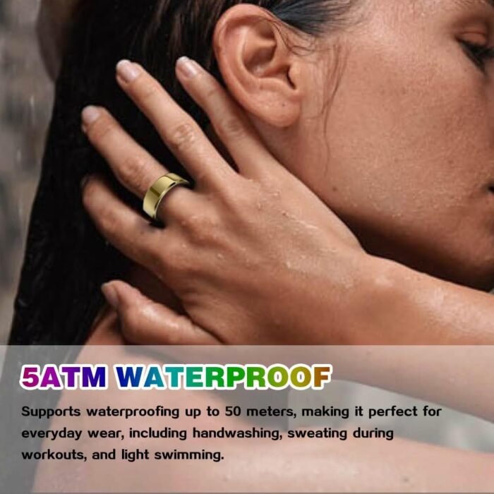 2025 Smart Ring with Air Gesture Control,Heart Rate&Sleep Monitor -Stylish Fitness Ring for Men&Women,IP68 Waterproof,Activity Tracker Records Steps Distance,Compatible with Android&iOS (Gold, 11#) - Image 8