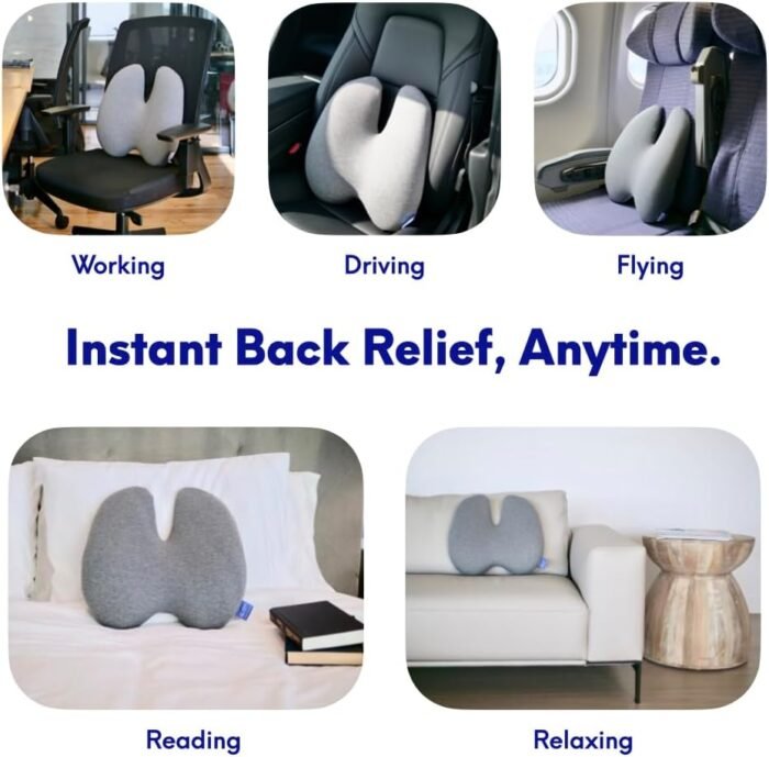 C CUSHION LAB Extra Dense Lumbar Pillow - Patented Ergonomic Multi-Region Firm Back Support for Lower Back Pain Relief - Lumbar Support Cushion with Strap for Office Chair, Car, Sofa - Wellness Green - Image 7