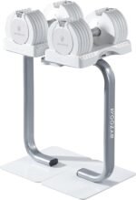 White 25lb Adjustable Dumbbell & Dumbbell Stand Set for Weight Training Fitness Exercise Body Workout - Image 2