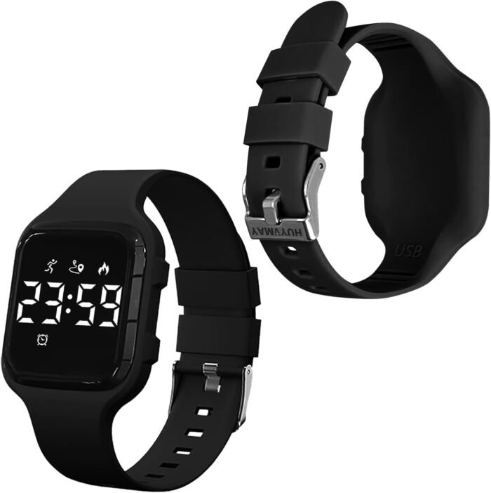 Kids Fitness Pedometer Watch Without App/Bluetooth,LED Sports Watch with Timer Calories/Distance/Step Counter,2 Alarm Clocks,21 Days Battery Life Rechargeable Digital Watch for Boy Girl Kids - Image 2