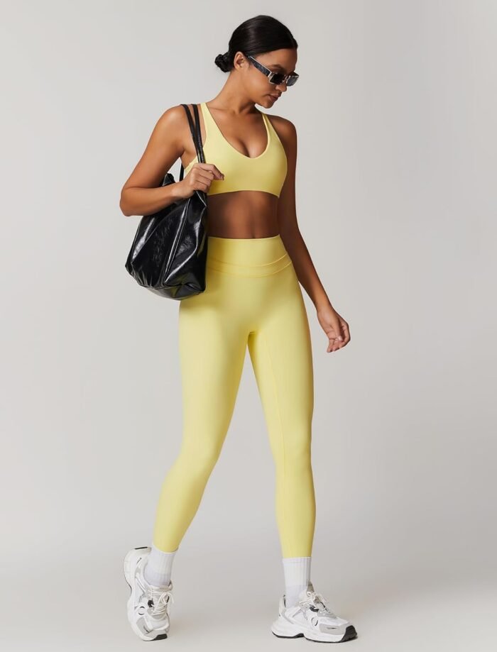 Womens Workout Sets Adjustable Straps Sports Bras and High Waist Leggings Sets Pilates 2 Piece Outfits for Women - Image 4