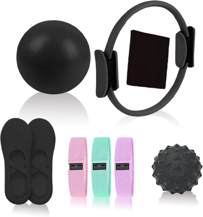 Pilates Essentials Kit for Women, Pilates Equipment, for Home Workouts with Ring and Ball Set, 3pcs Booty Bands, Yoga Bands for Stretching, Fascia Ball, Yoga Socks - Image 2