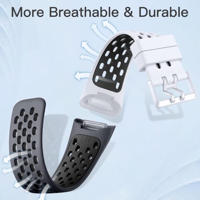 Maledan Sport Band Compatible for Fitbit Charge 5/Charge 6 Bands Women Men, Soft and Breathable Wrist Band Replacement Bracelet for Fitbit Charge 5/Charge 6 Bands Advanced Fitness Tracker Accessories - Image 3