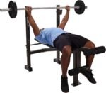 Stamina Adjustable Steel Weights Bench and Barbell Rack Combo Set with Resistance Band Anchor Points for Home Gym Workout or Exercise, Black - Image 5